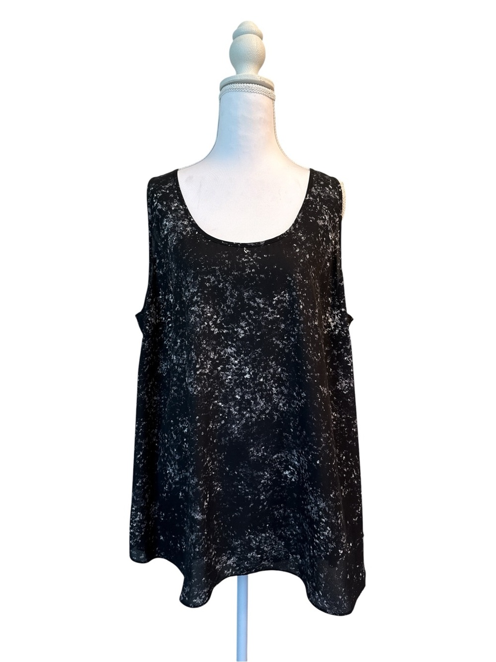 Senior Sleeveless Black Marble-Print Tank Top
